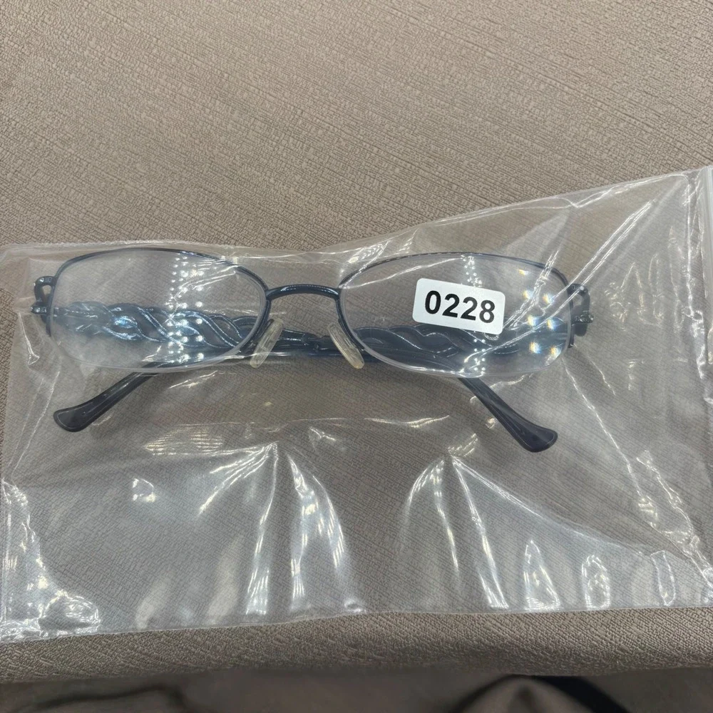 Black Semi Rimless Oval Eyeglasses Crystal Braided Temples 52-17-135 0228